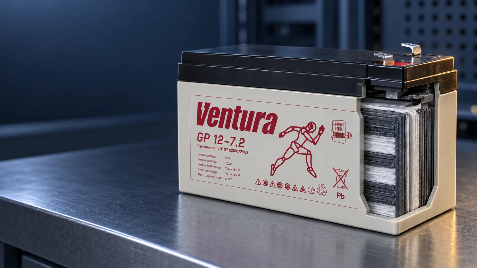 Ventura GP AGM: пластины и сепараторы внутри аккумулятора.